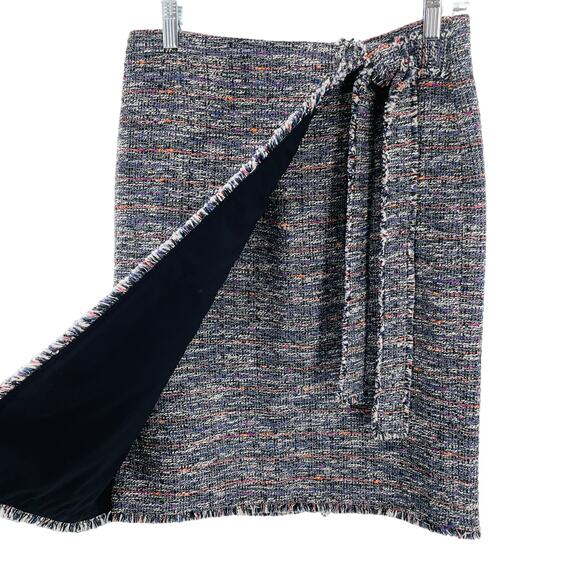 Emerson Rose Purple & Black Multicolor Tweed Raw Edge Pencil Skirt Women Sz 6 - Picture 6 of 12